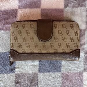 Dooney & Bourke brown monogram canvas and leather wallet